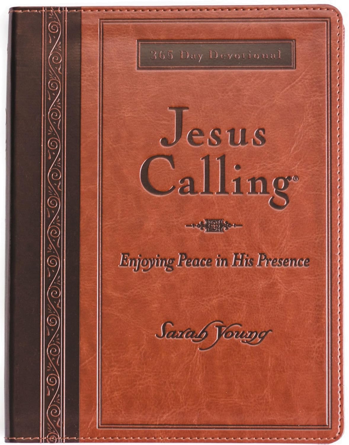 Jesus Calling, Large Text Brown Leathersoft, with Full Scriptures: Enjoying Peace in His Presence (A 365-Day Devotional)