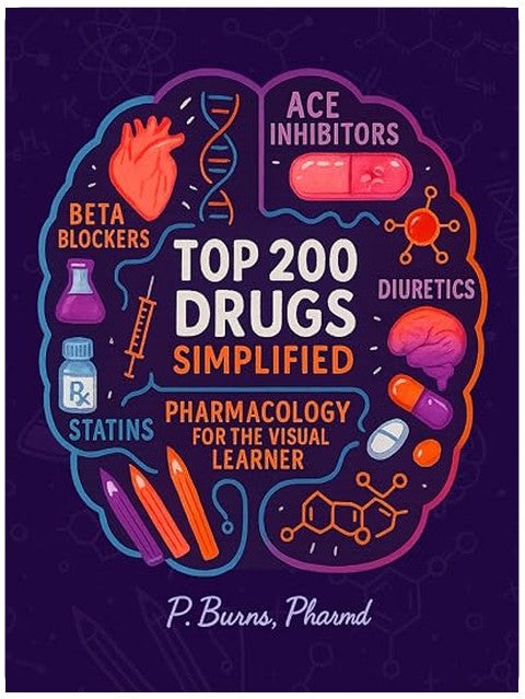 Top 200 Drugs Simplified: Pharmacology Coloring Book & Study Guide: Over 300+ pages of Clinical Pearls, Memory Aids, High-Yield Reviews for Medical, ... Technicians (NCLEX, PTCB, USMLE, NAPLEX)