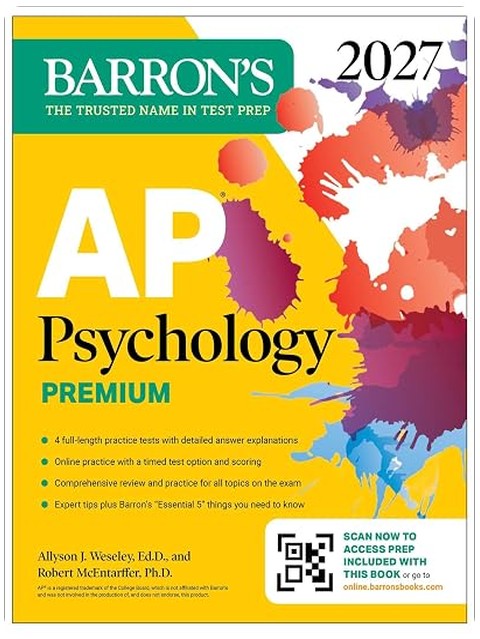 AP Psychology Premium, 2027: Prep Book with 4 Practice Tests + Comprehensive Review + Online Practice (Barron's AP Prep)