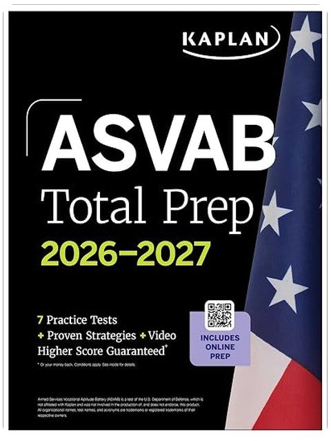 ASVAB Total Prep 2026-2027: Includes 7 Full Length Practice Tests + 2000+ Practice Questions + Online Flashcards + Online Access to Interactive Video Lessons and Tutorials (Kaplan Test Prep)