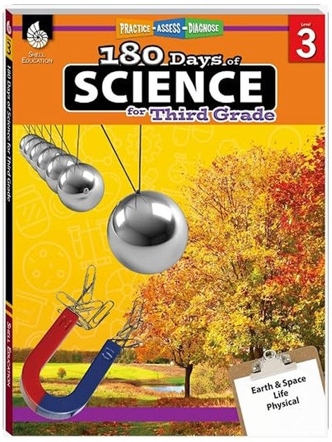 180 Days™: Science Workbook for 3rd Grade Ages 8–9 | Life Science, Physical Science, Earth & Space Science, Scientific Inquiry for School or Home